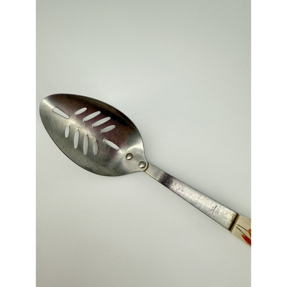 Vintage 1970s EKCO Garden Daisy Floral Stainless Slotted Serving Spoon Utensil - Picture 8 of 11